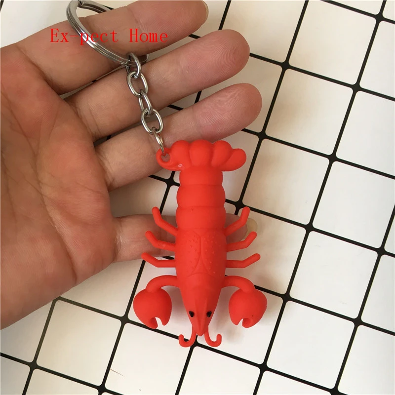 Llaveros de silicona con forma de langosta roja, novedad, regalos, Env&iacute;o Gratis por DHL, 500 unids/lote-4