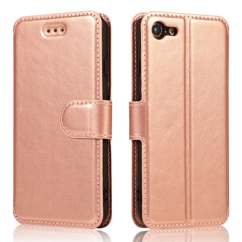 Rose gold Роскошный кожаный чехол для iPhone 8 7 6 6S Plus 5 SE магнитные застежки для бумажника держателя карты Стенд Защитная крышка Etui для iPhone8 Cpque - Цвет: Rose gold