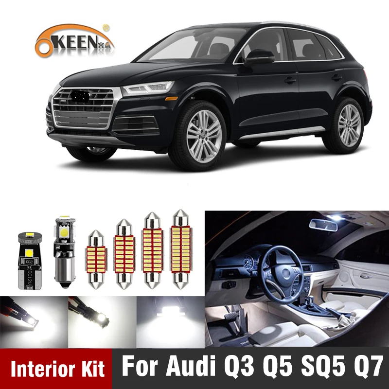 Светодиодная лампа Canbus для салона Audi Q3 Q5 SQ5 Q7, белый комплект для освесветильник номерного знака, без ошибок