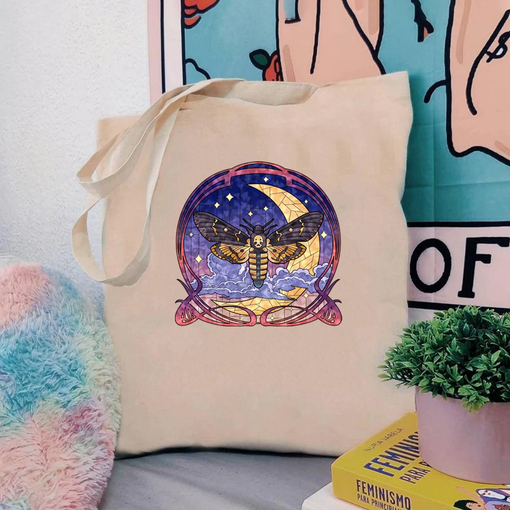 Полуночная холщовая сумка-мессенджер в скандинавском стиле объемная