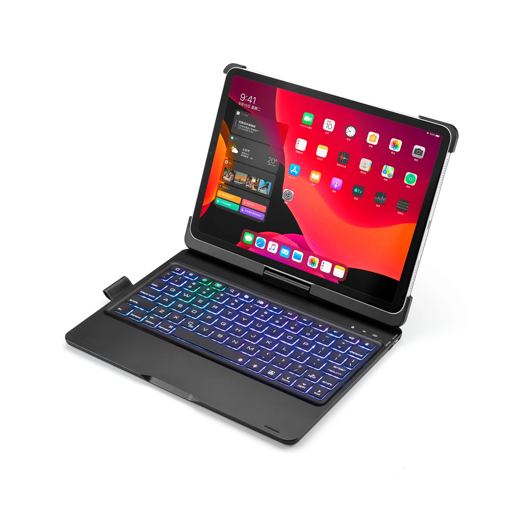 Для iPad Pro 12 9 2020 Bluetooth клавиатура чехол 7 цветов с подсветкой планшет 360 °