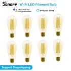 При заказе 1-10 штук SONOFF 7 Вт E27 смарт-маршрутизатор Wi-Fi лампа со светодиодными нитями на цоколе светильник для eWelink 220-240V автоматизации Совместимость с Alexa Google Home