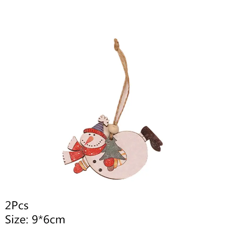 Multi Style Christmas Wooden Pendant Creative Wood Craft Ornaments DIY Chriatmas Tree Hanging Decoration Xmas Gift Supplies - Цвет: 2Pcs-431-B02