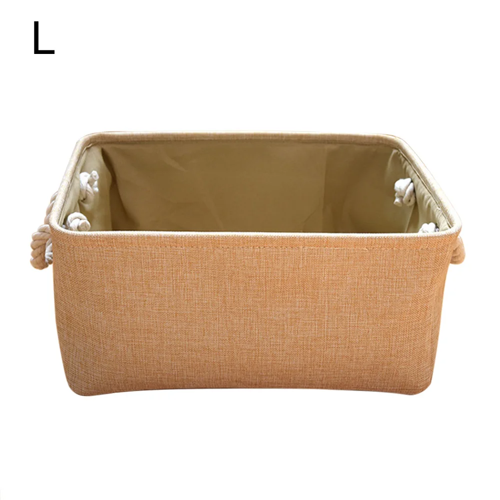 

3 Size High Quality Cotton Linen Desktop Storage Basket Small Sack Sundries Storage Box with Handle Clothing Storage