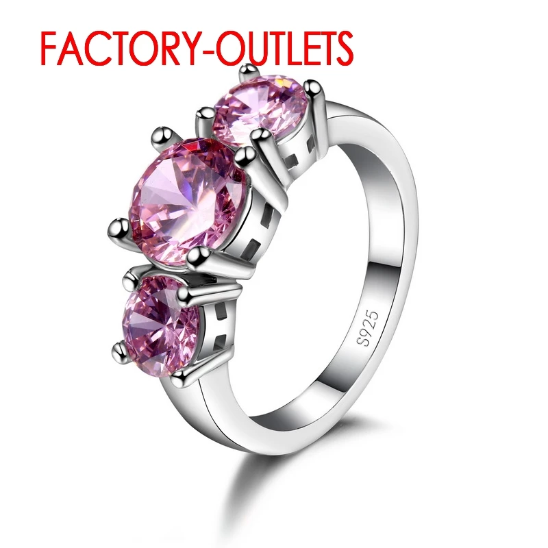 925 Sterling Silver Ring CZ Cubic Zirconia Prong Setting 7 Colours Fashion Jewelry Women Girls Party Engagement Wholesale | Украшения и