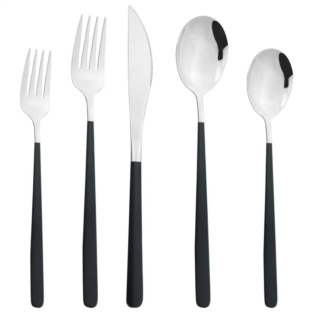 Набор столовых приборов из нержавеющей стали 304 черный серебристый 5 шт./компл.