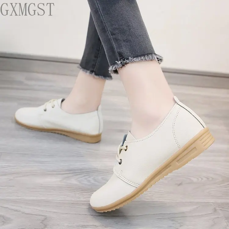 

Spring and Autumn Korean Version of All-match Fashion Female Round Head White Shoes Female Casual Lace-up Non-slip Nurse Shoes