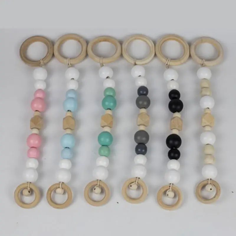 3 шт./компл. детские деревянные зубчатые бусины Натяжное кольцо для новорожденных