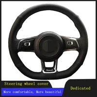 car steering wheel cover braid wearable genuine leather for volkswagen golf 7 gti golf r mk7 vw polo gti scirocco 2015 2016