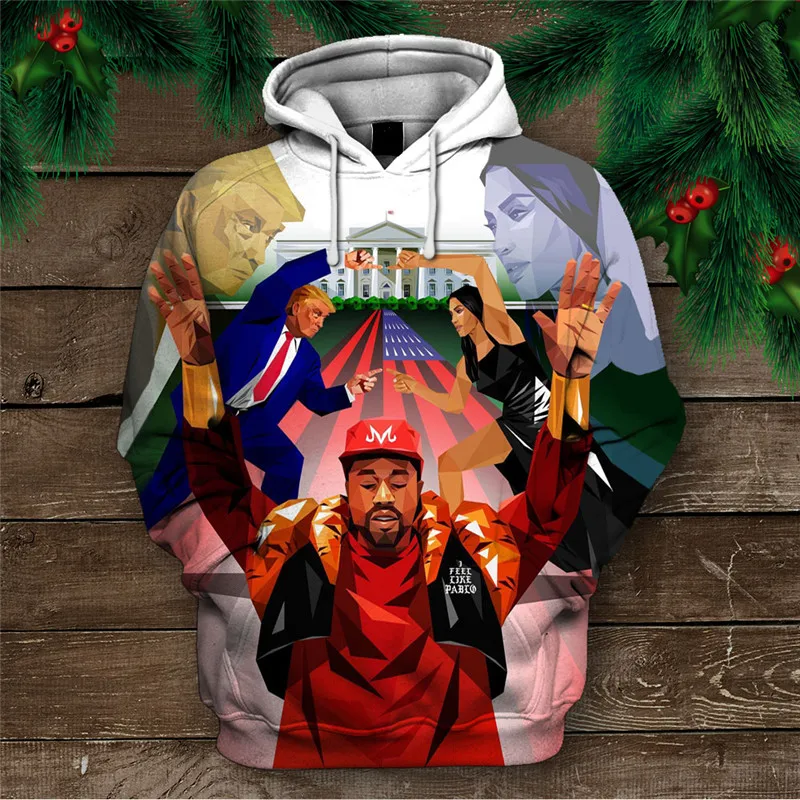 Новинка 2019 толстовка с капюшоном и 3D принтом Трампа модные пуловеры Мужская