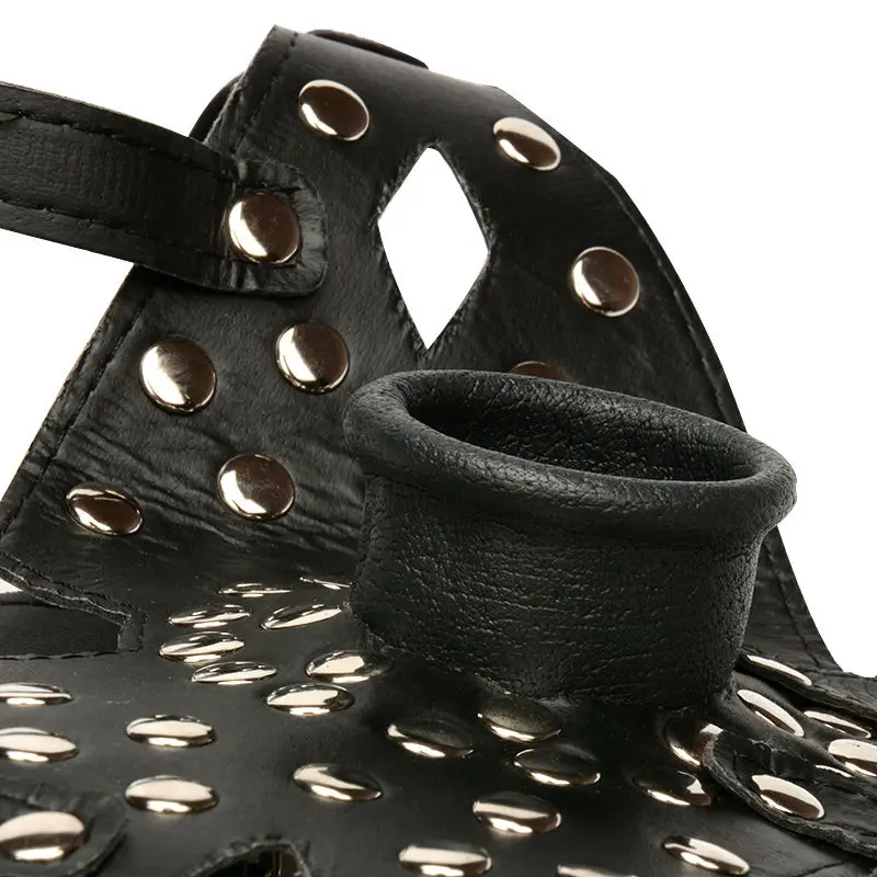 Кожаная маска портупея с открытым ртом для фетиша БДСМ|Игры взрослых| |