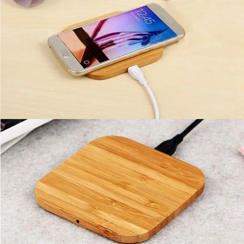 Беспроводное зарядное устройство Portable Qi Wireless Charger Charging Slim Wood Pad для смартфонов iPhone 8/iPhone 8 Plus/iPhone X и Samsung.