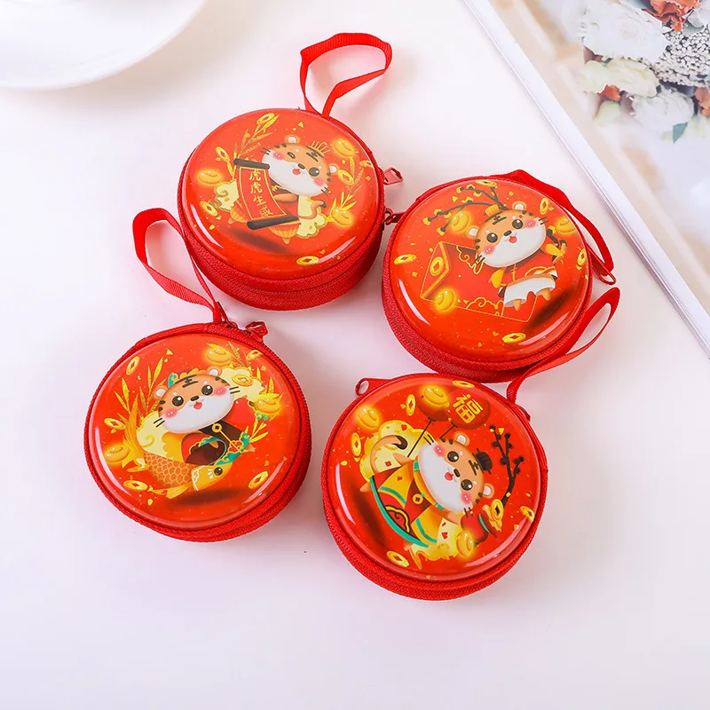 

Милый жестяной брелок, кошелек для монет, китайский новый год, кошелек с тигром, Рождественская сумка для хранения, Подарочный круглый кошел...