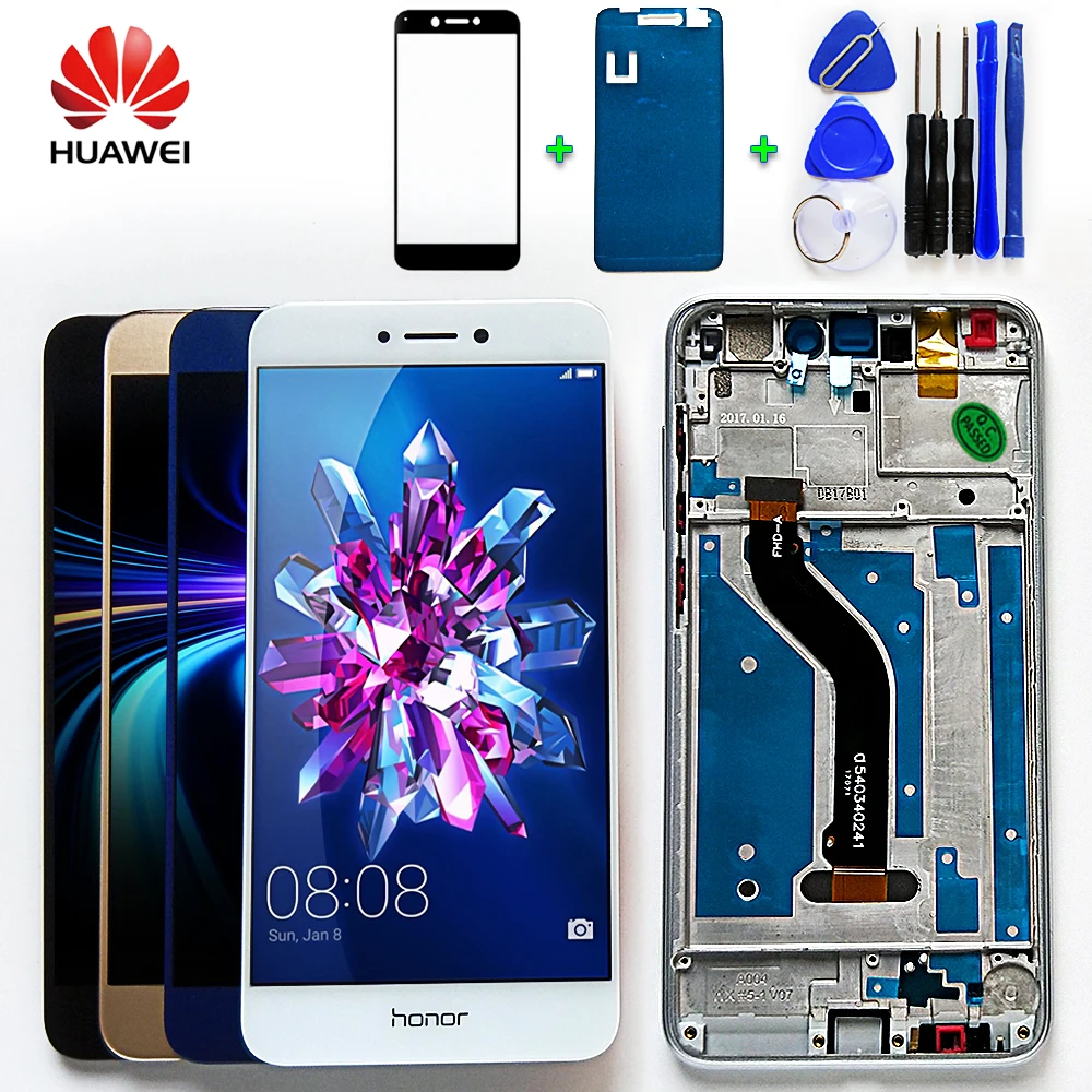 Huawei 5,2 дюймов ЖК-дисплей huawei Honor 8 lite сенсорный экран дигитайзер сенсор в сборе 1920*1080 рамка PRA-TL10 PRA LX1 LX3