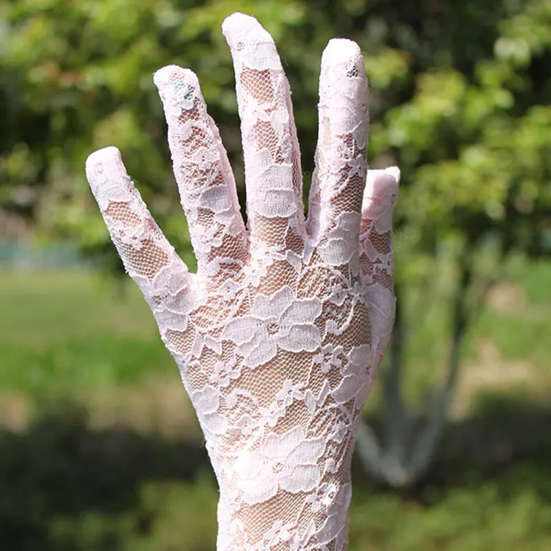 

New Sexy Lace Gloves for Women Summer Sunscreen Black White Transparent Driving Gloves Anti-UV Elastic Long Opera Gloves