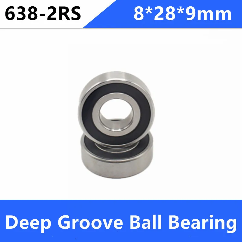 100pcs/lot 638RS 638-2RS 638 RS 2RS Mini Miniature rolling bearings 8*28*9mm Deep Groove Ball bearing 8x28x9mm |