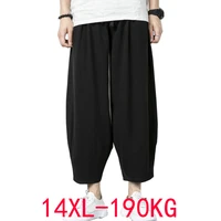 summer autumn men home wear sleep pants cotton linen chinese style pants vintage straight plus size 14xl 12xl 10xl pants stretch