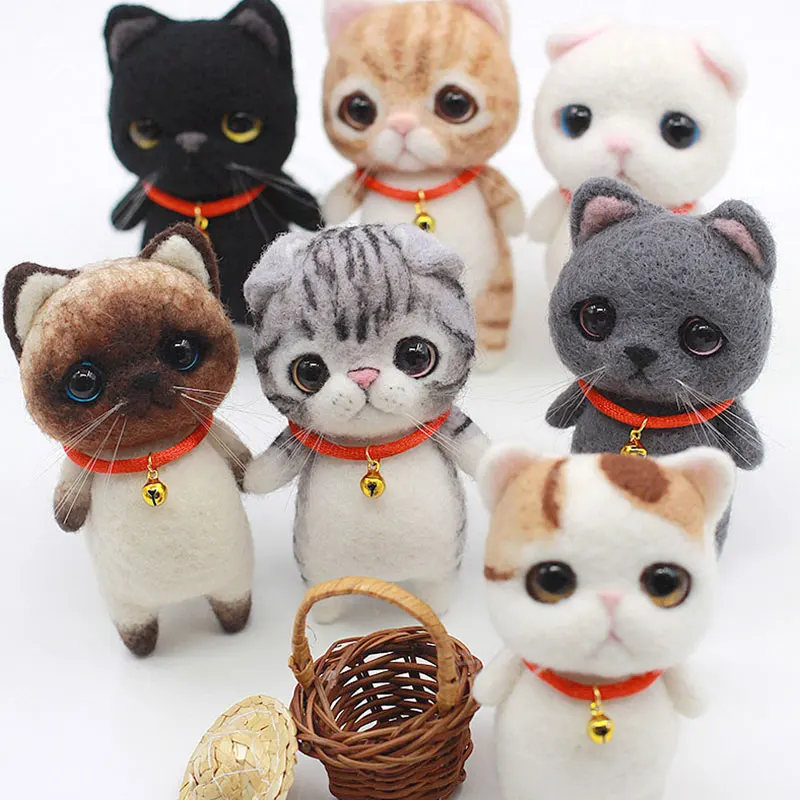 

Wool Felt Needle Poked Kitting DIY Cute Animal Creative Handmade Pets Toy Doll Non-Finished Wool Felting Material
