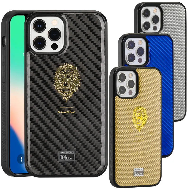 

Роскошный противоударный чехол из углеродного волокна для iPhone 13, 12 Pro Max, Samsung Galaxy S21 Ultra, с золотой вставкой