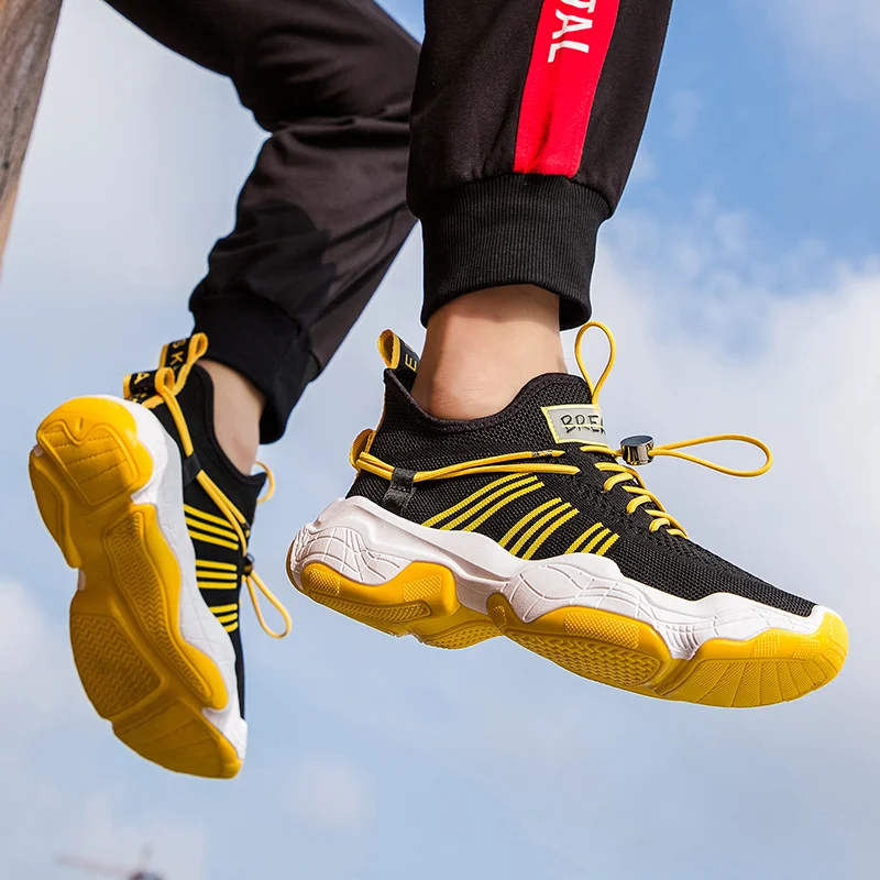 2019 New Fashion Thick-soled Increased Men Shoes Fly-woven Air-permeable Mesh Covered Coconut Men's Sports Sneakers | Обувь