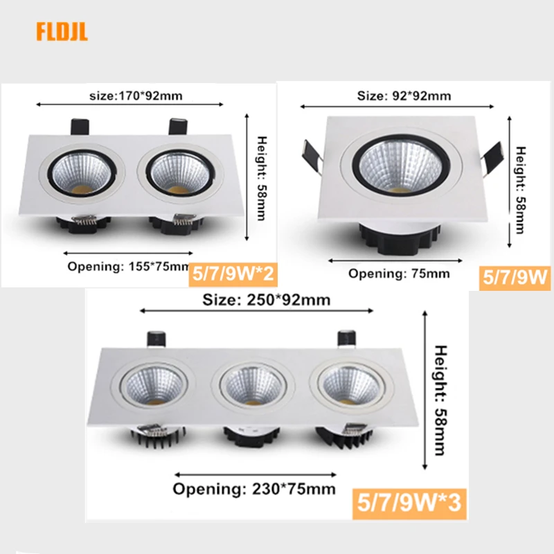 Белый светодиодный светильник с регулируемой яркостью 7 Вт 9 12 15 35 cob led spot 220 В/110 В