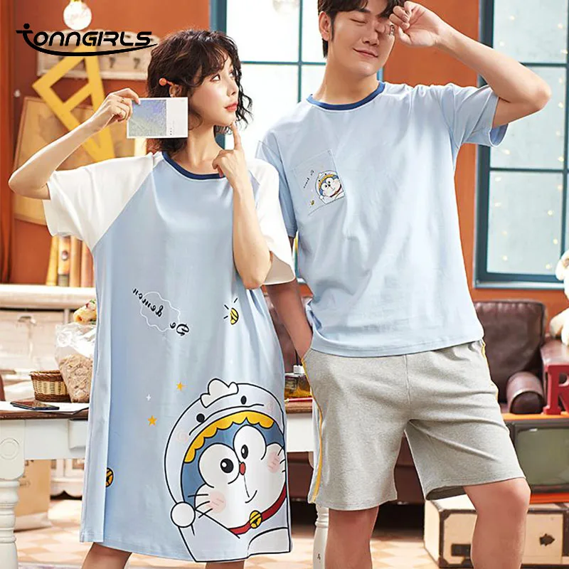 

Tonngirls Cartoon Doraemon Couple Pj Set Summer 2021 Sleepwear Pijama Night Suit Homewear Night Wear Pyjamas Women Pajama Set