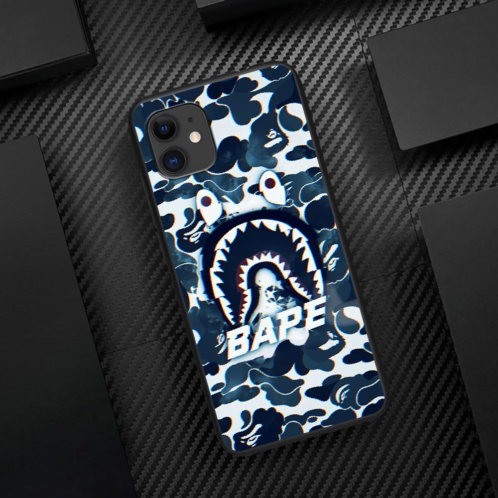 

Fashion Brand B-BAPES Phone Case For Iphone 5 5S SE 2020 6 6S 7 8 Plus 11 12 Mini X XS XR Pro Max black Shell 3D Cover Trend