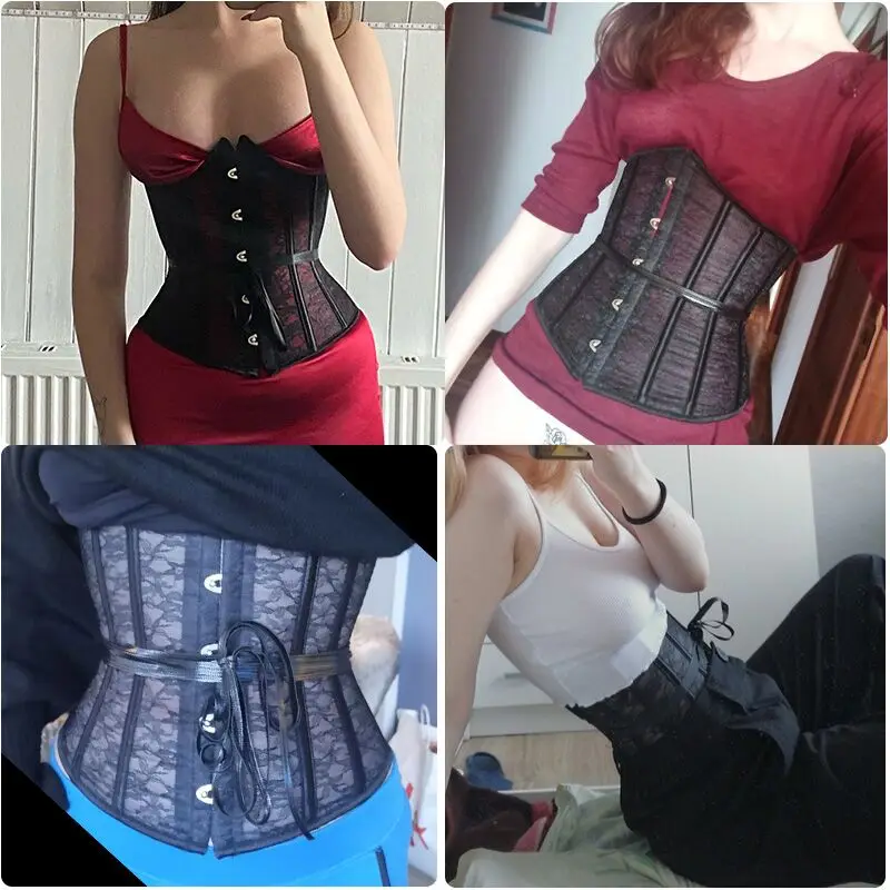 

Sexy Corset Underbust Women Gothic Corset Top Curve Shaper Modeling Strap Slimming Waist Belt Lace Corsets Bustiers Black White