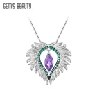 Женское ожерелье из серебра 925 пробы, с аметистом и перьями