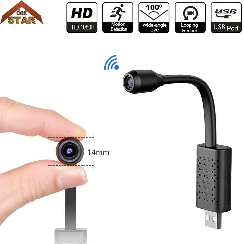 Мини USB Wifi IP камера 1080P HD Беспроводная P2P CCTV Поддержка 128G SD карта Облачное