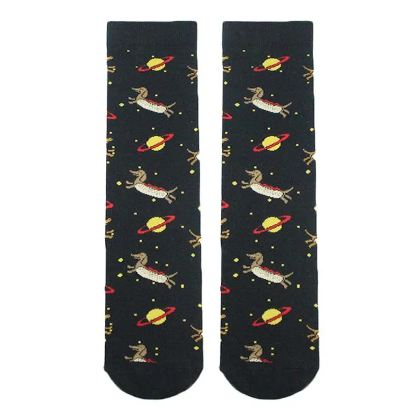 

2021 New Women Dachshund Dog Socks Novelty Funny Female Girl Star Hotdog Cotton Crew Socks Drop ship