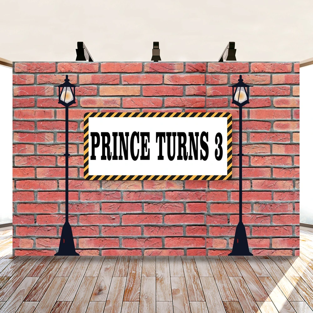 Фон для фотосъемки с изображением принца на день рождения красной кирпичной