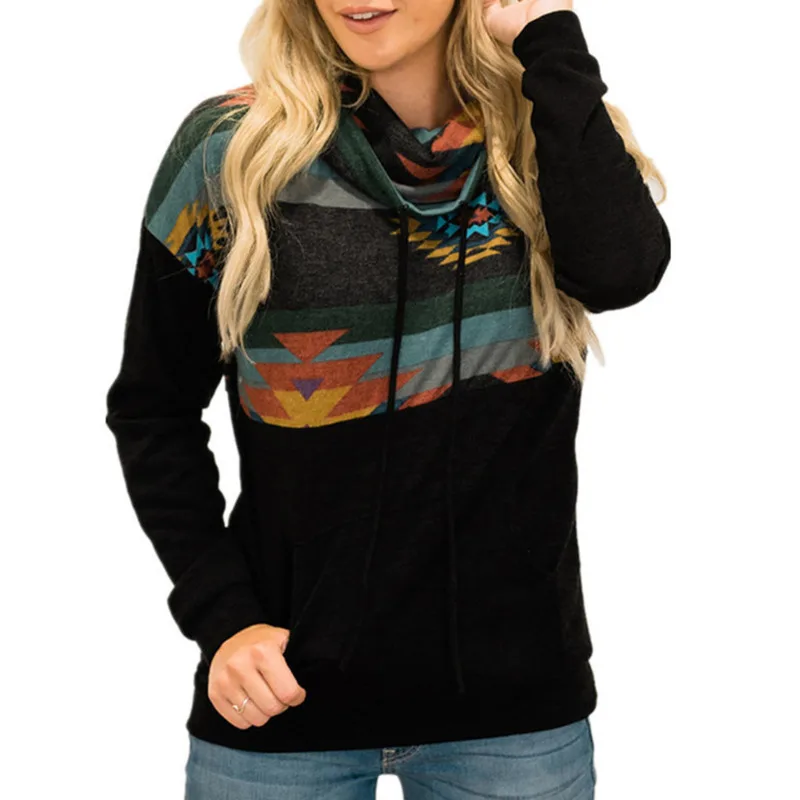 

Женский пуловер с высоким воротником, с принтом