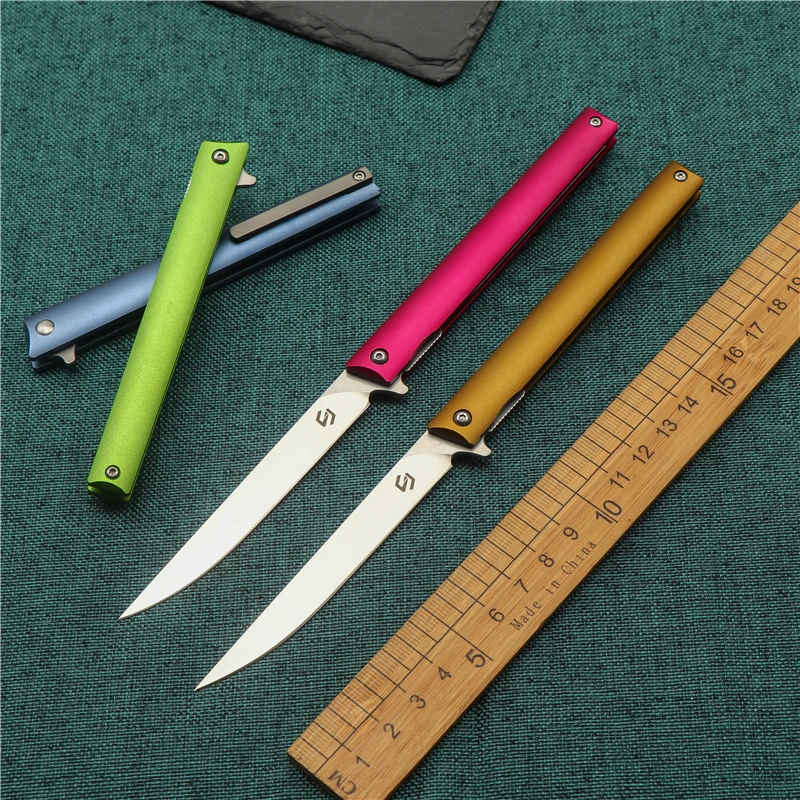 

Folding Knife Camping Portable Mini Hunting Knife D2 Steel Aluminum Alloy Handle Sharp Fruit Knife EDC Self-defense Tool