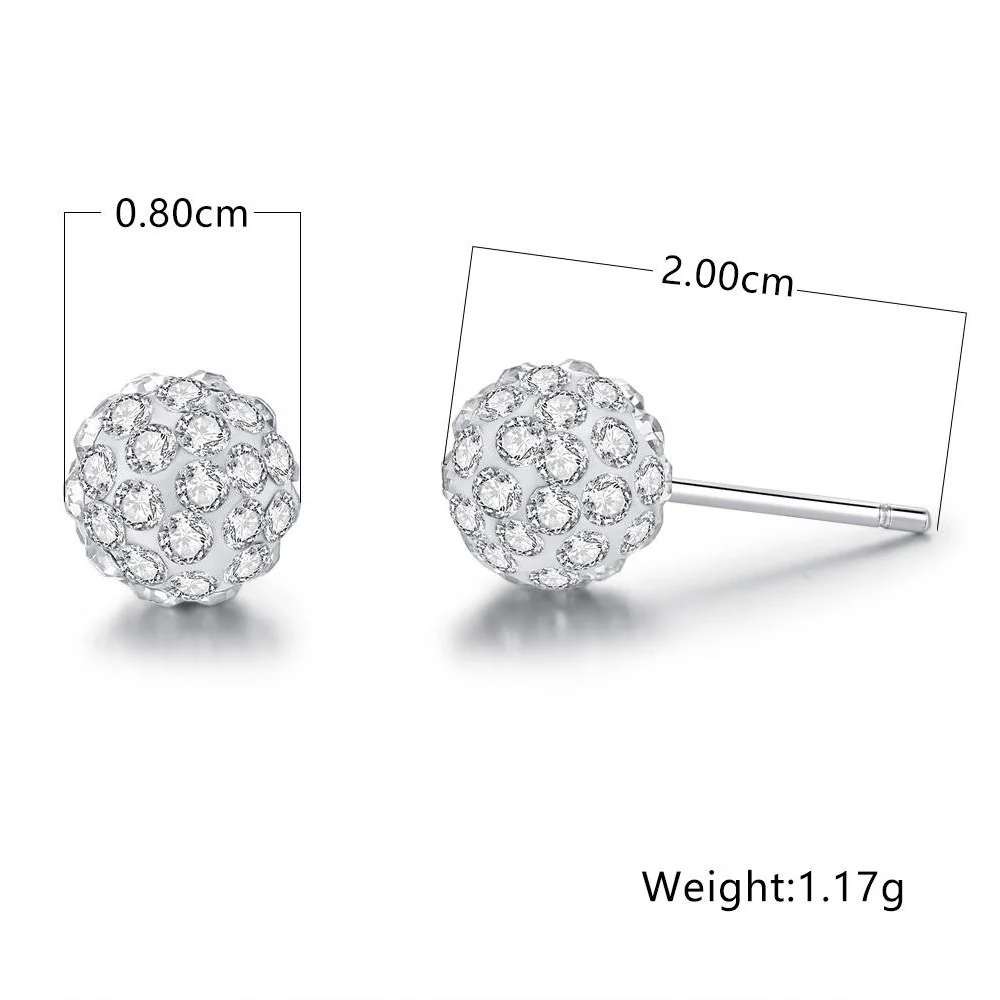 Shamballa Серьги Серебряные украшения женские серьги белый блестящий кристалл