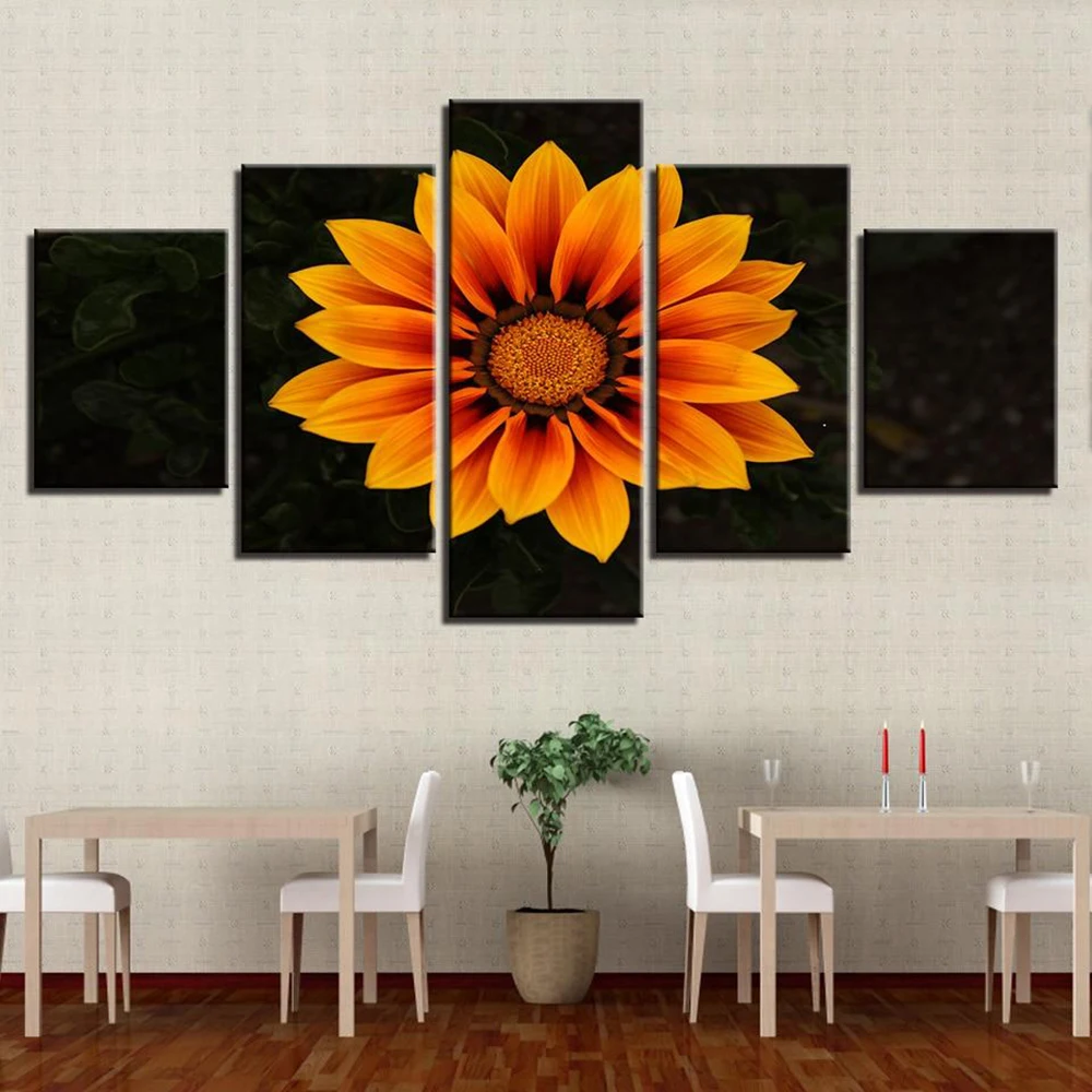 

5 Pieces Wall Art Canvas Painting Sunflower Flower Poster Modern Living Room Bedroom Home Modular Pictures Framework Decoration