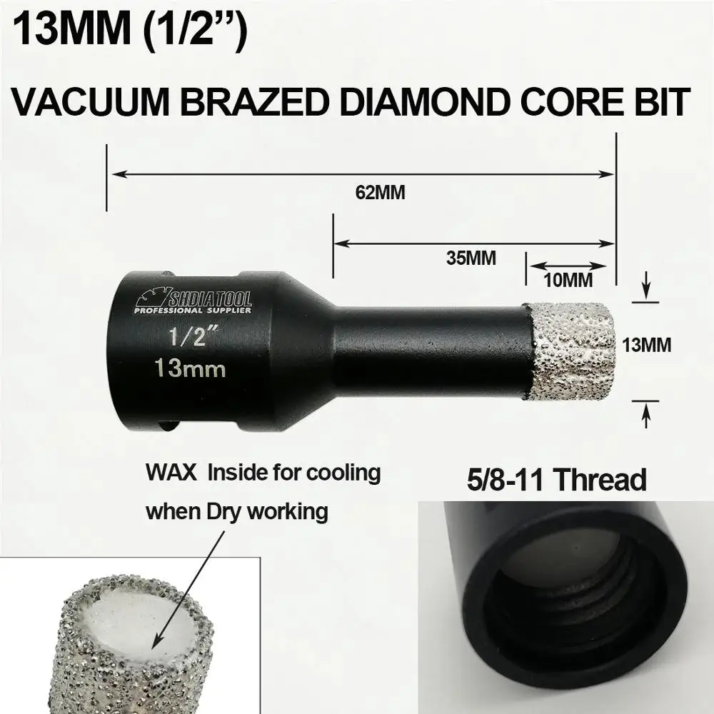 2 шт./компл. ВАКУУМНОЙ ПАЙКИ DIAMOND сухой бурения биты с 5/8-11 соединение Диаметр 13 мм +