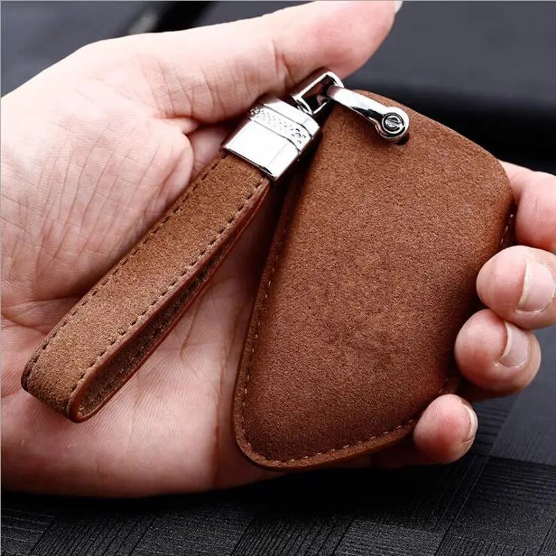 Роскошный автомобильный замшевый чехол для ключей из натуральной кожи