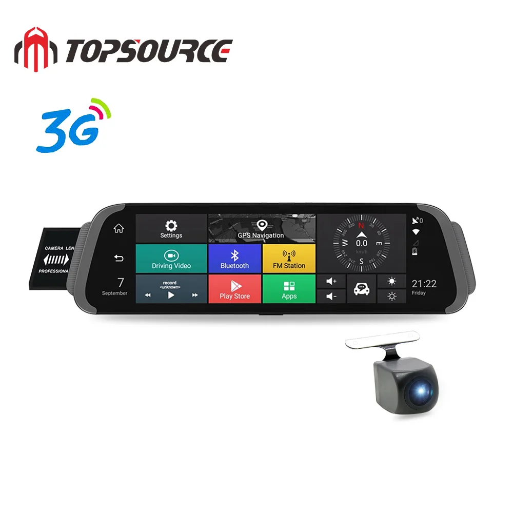 TOPSOURCE Автомобильный видеорегистратор Android 1" 3G/4G двойной объектив зеркало заднего вида dvr 1080P видео рекордер Dash cam ADAS gps wifi смарт-камера для автомобиля - Название цвета: 3G Without ADAS