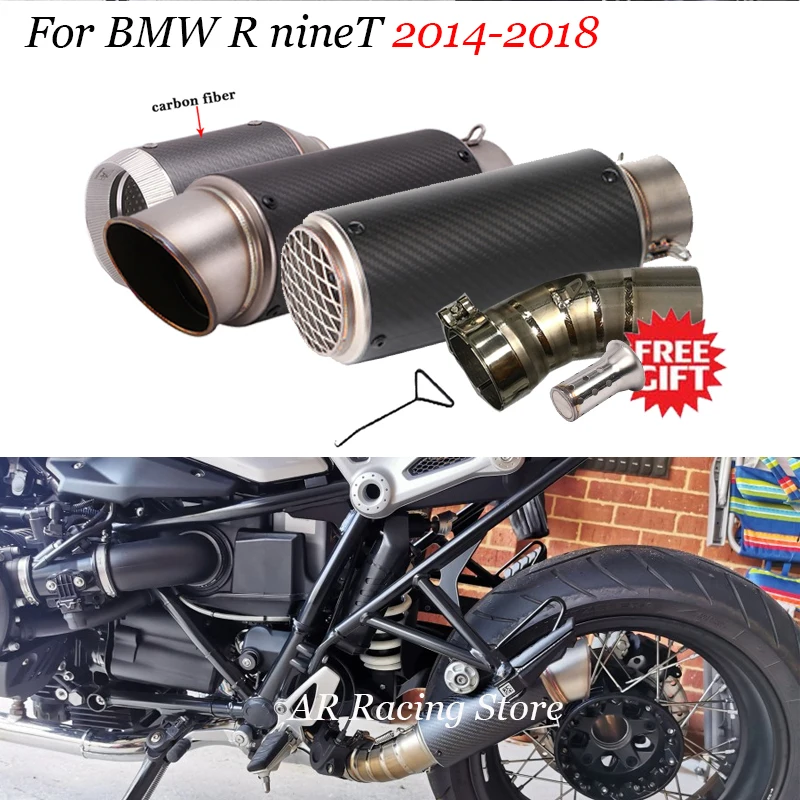 

Titanium Alloy Slip On For BMW R NINE T RNINET Motorcycle GP Exhaust Escape Moto Modify Middle Link Pipe Carbon Fiber Muffler