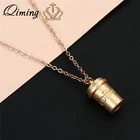 QIMING, крошечное женское и мужское ожерелье с подвеской в виде Золотой чашки кофе, изысканное ожерелье для подружки невесты, ошейник на день рождения