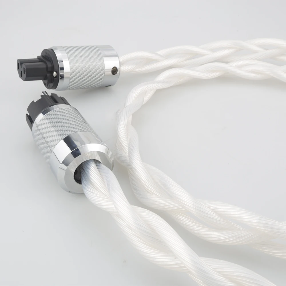 5n occ single crystal us eu ac audiophile audio amplifier dac filter hifi silver power cable carbon fiber rhodium plating plug free global shipping