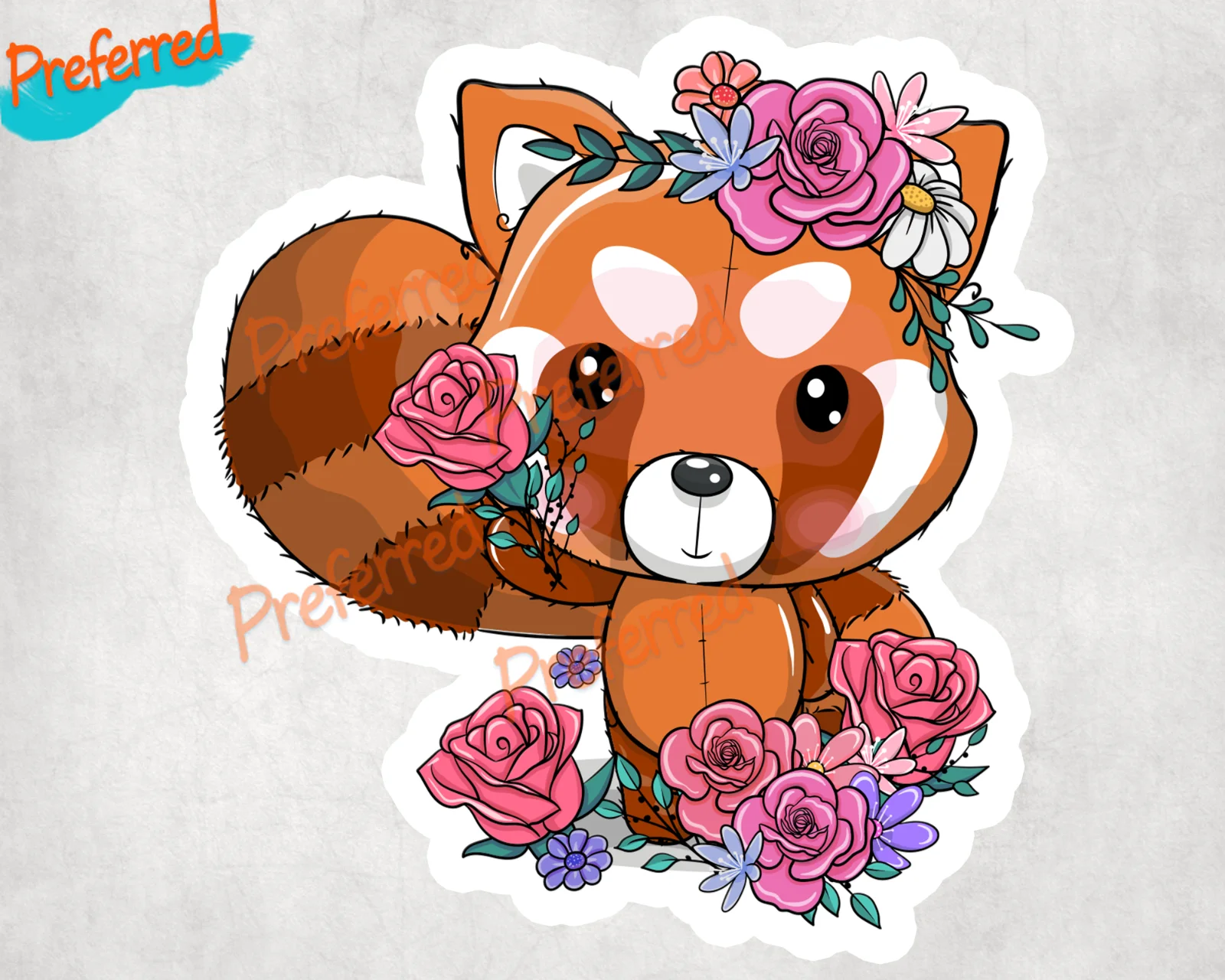 

Red Panda Flowers Animal Cute Sticker Stickers Vinyl Laptop Tablet Boutique Decals Car Decals To Decorate KK Waterproof PVC