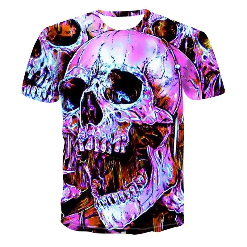 

Summer Hip Hop Street Tshirt Halloween Skull Printed Men T-Shirt Quick Dry 3d Short Sleeve Individuality Trendy Spoof Tee Shirts