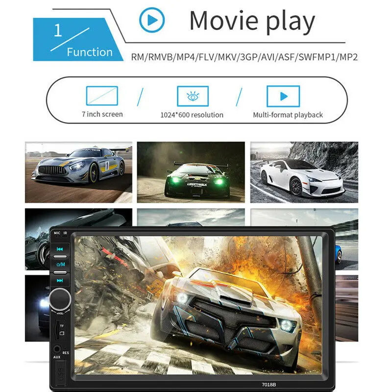 2 Din Car Stereo 7 HD Radio Bluetooth FM Audio MP5 Player 2Din Autoradio Support Rear View Camera 7018B | Автомобили и мотоциклы