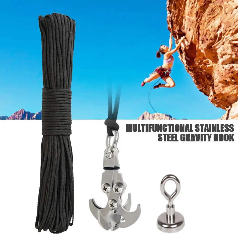 

Складной крюк для выживания, из нержавеющей стали, крюк для лазания на открытом воздухе, Гравитационный крюк, спасательный крюк для автомоб...