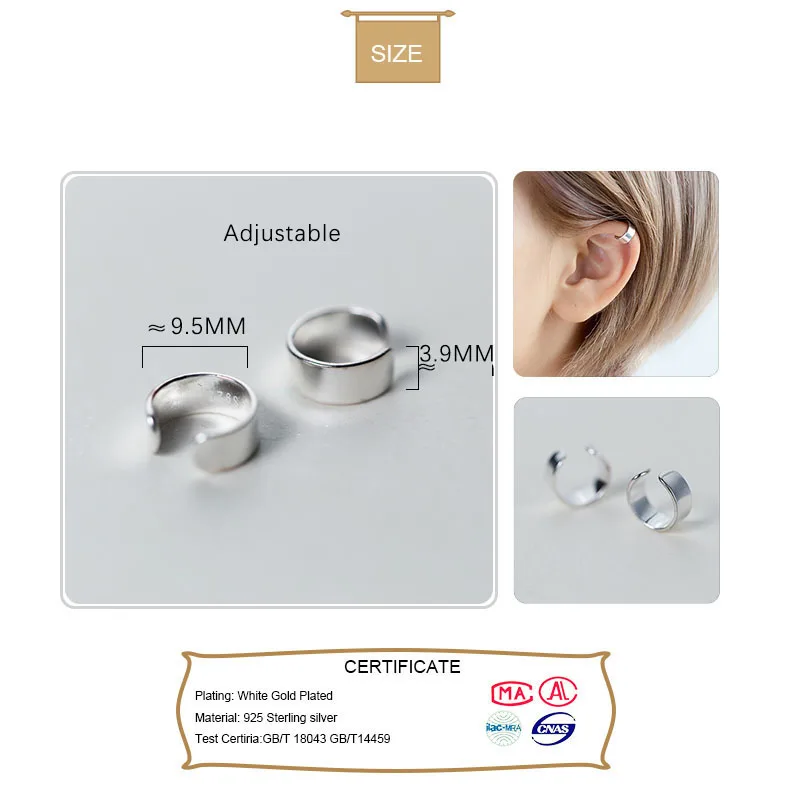 Серьги клипсы женские из серебра 100% пробы с гладкой поверхностью без