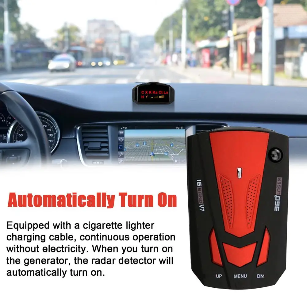 

Radar Detector GPS 2-in-1 Anti-Radar Automatic Speed Measurement V7 Speed Voice Alert Alarm Warning 16 Band LED Display X CT K L