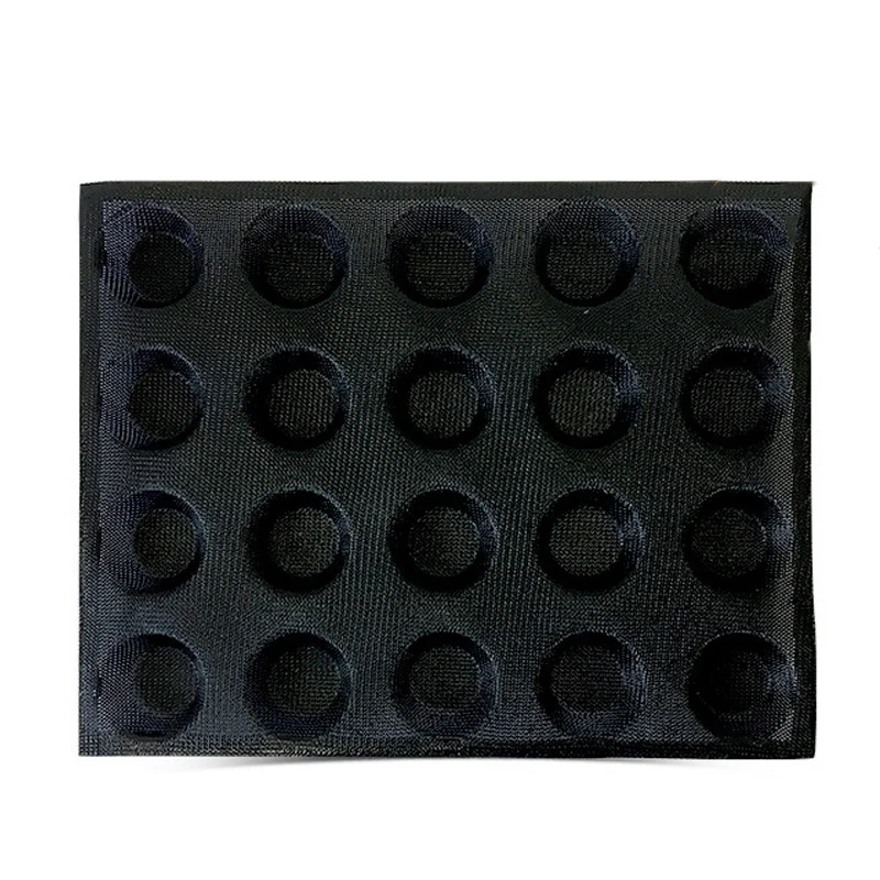 Molde de silicona de 20 agujeros para pasteles, Mini Pizza, modelo redondo, pan, hamburguesa, bandeja antiadherente para hornear, herramienta CNIM caliente-0