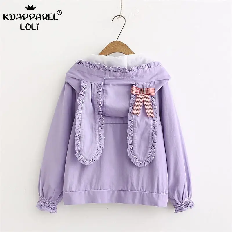 Японский Мори Девушка Кролик куртка с капюшоном сладкий женский милый кролик